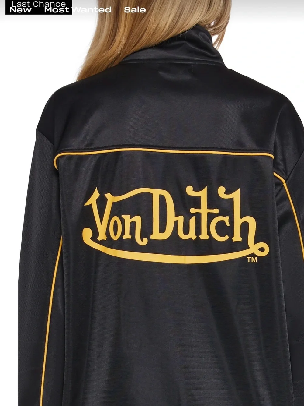 Von Dutch Black Jacket with Yellow Logo Piping - Picture 6 of 7